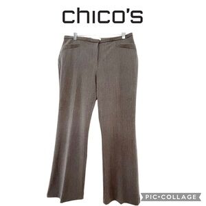 Chico’s stretch gray flat front short straight legs pants